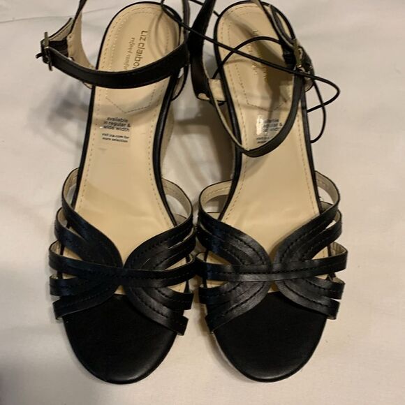Liz Claiborne LC Magenta refined comfort size 9.5 black sandal wedge - Picture 8 of 9